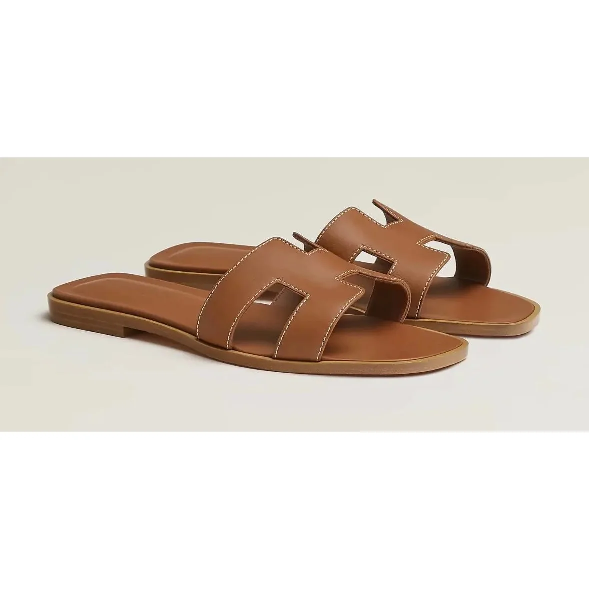Hermès Hermès H Sandals Camel Loafers & Flats Brown