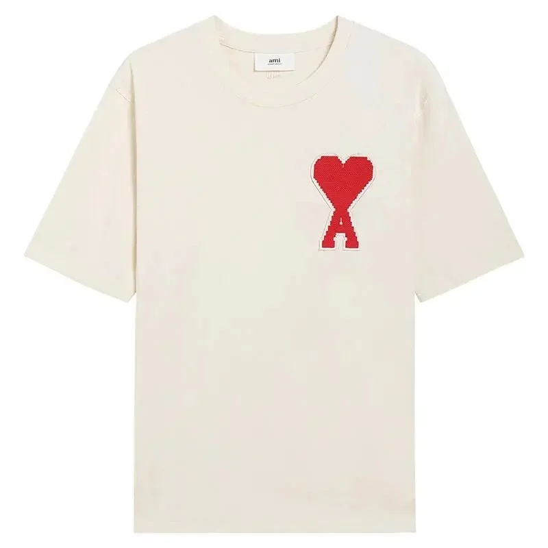 Ami Paris Ami Ami de Coeur Red Heart T-Shirt Cream Cream - 1