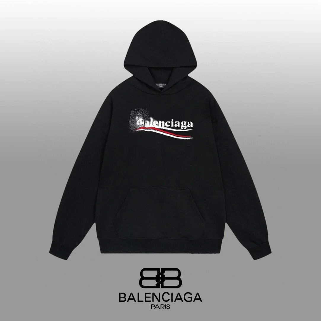 Balenciaga Balenciaga Black 'Balenciaga' Logo Hoodie Black - 1