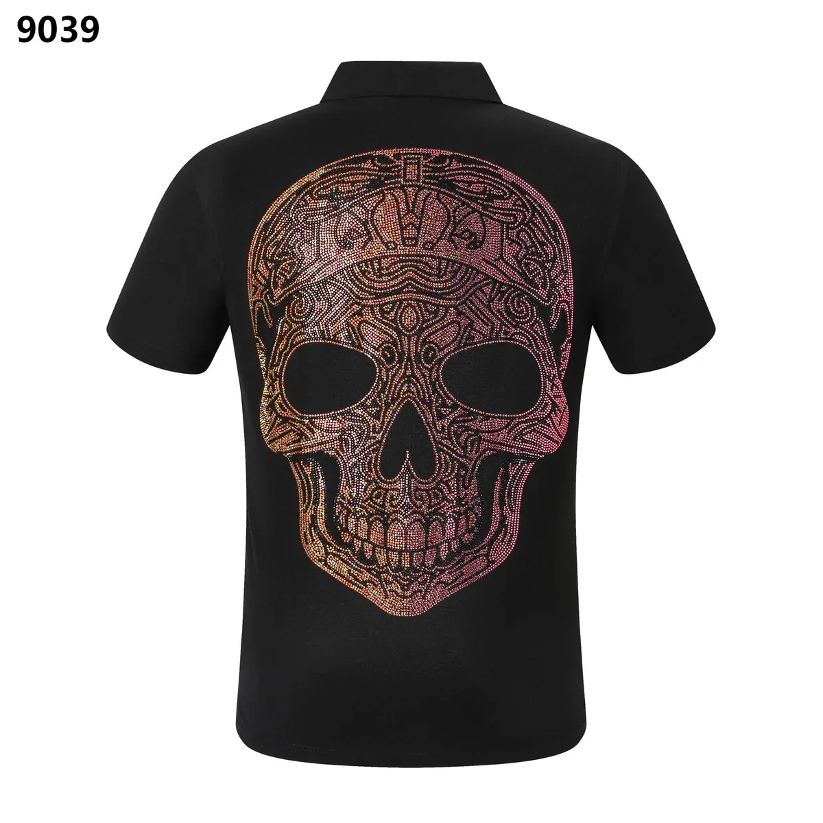Other Black Skull Embellished Polo Shirt 14 Black Black - 1