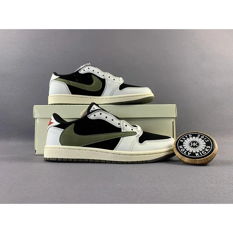 Jordan Jordan Air Jordan 1 Black/White/Olive Sneakers Multicolor