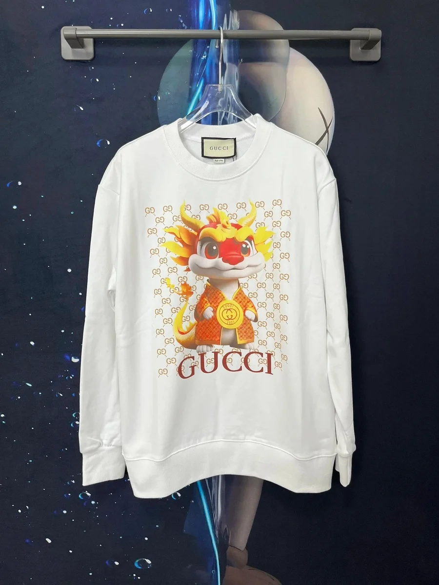 Gucci Gucci GG Supreme Dragon Print Sweatshirt White White