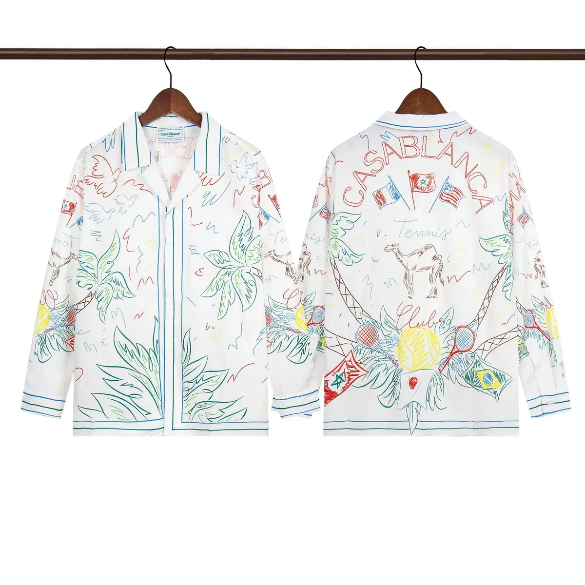 Casablanca Casablanca Tennis Club White Palm Print Shirt White - 1