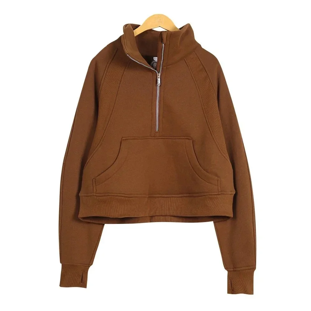 Other Unisex Toasted Brown Half-Zip Hoodie Brown - 1