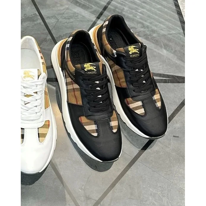 Burberry Burberry Black & Tan Check Sneakers Brown - 1