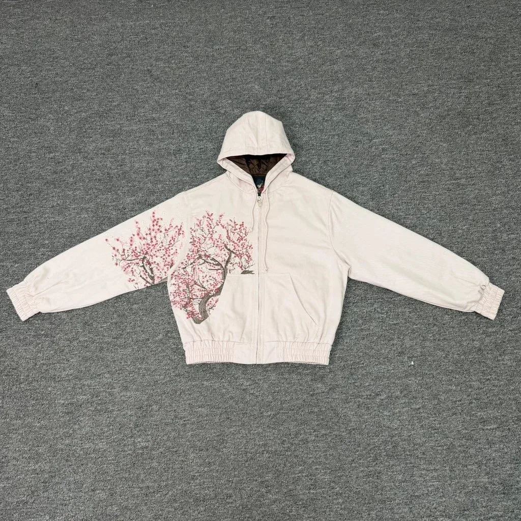 Other Cherry Blossom Print Beige Hoodie Jacket Beige - 1