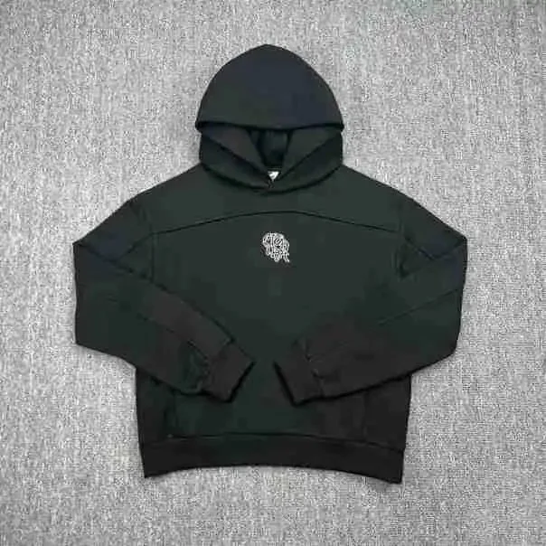 Other Solid Black Unisex Hoodie with Chest Logo Black - 1