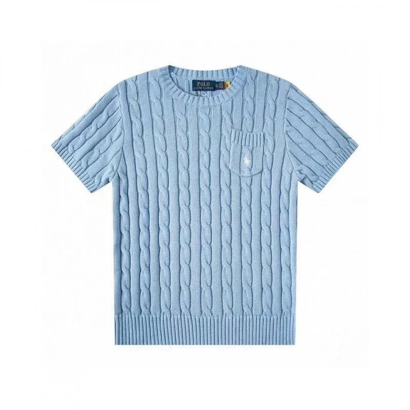 Polo Ralph Lauren Polo Ralph Lauren Cable Knit T-Shirt Sky Blue Blue - 1