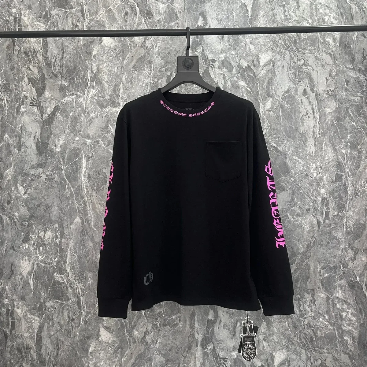 Chrome Hearts Chrome Hearts Black Pink CH Cross Long Sleeve T-Shirt Black - 1