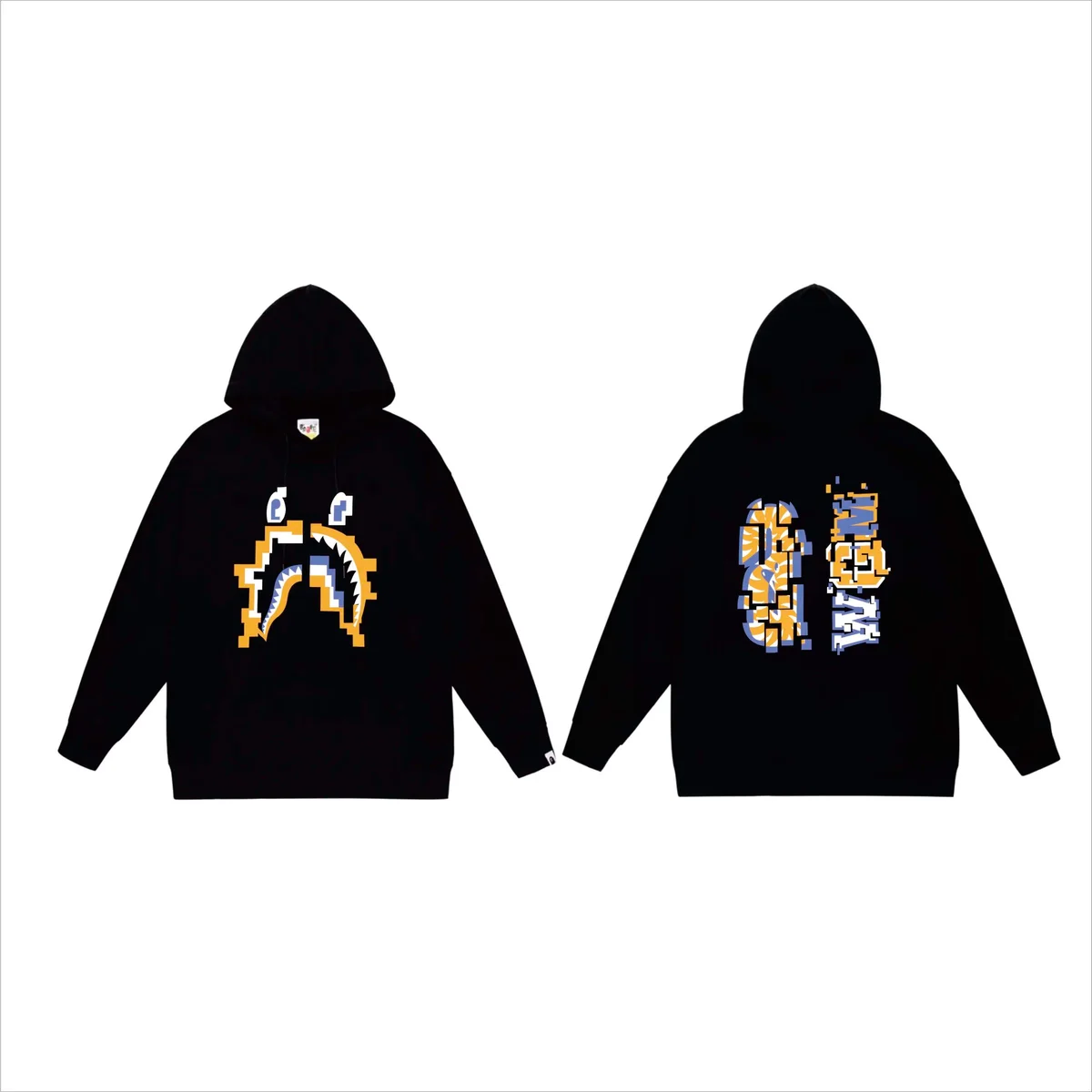 A Bathing Ape A Bathing Ape BAPE STA Black Pixel Shark Hoodie Black - 1