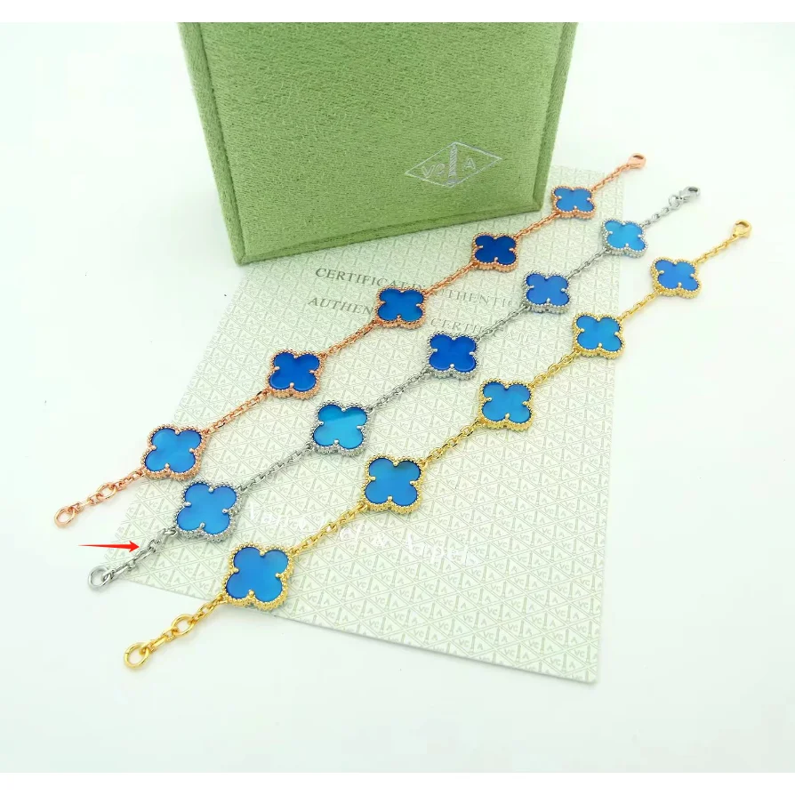 Van Cleef & Arpels Van Cleef & Arpels Alhambra Blue Clover Gold/Silver/Rose Gold Bracelet Blue