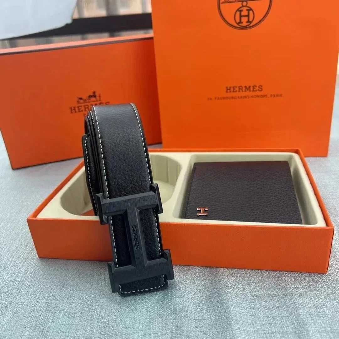 Hermès Hermès H Belt Black/White Stitch Black