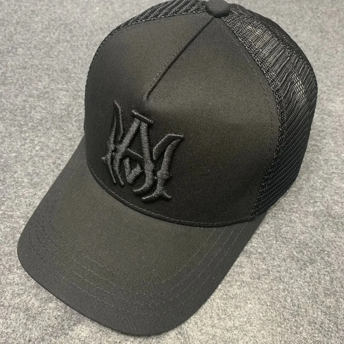 Other Unisex Black Embroidered Logo Trucker Cap Black - 1