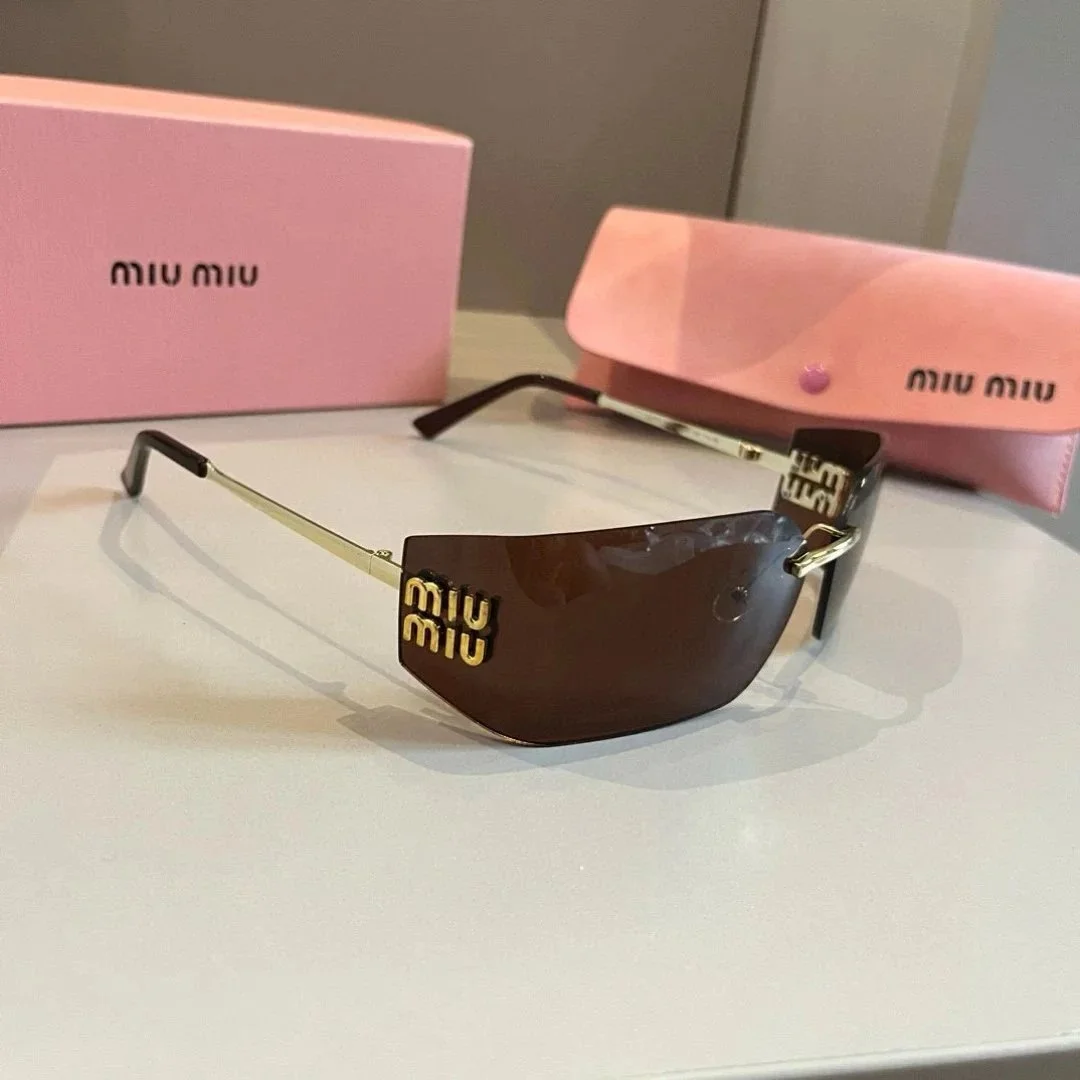 Miu Miu Miu Miu Brown Rimless Sunglasses Brown - 1