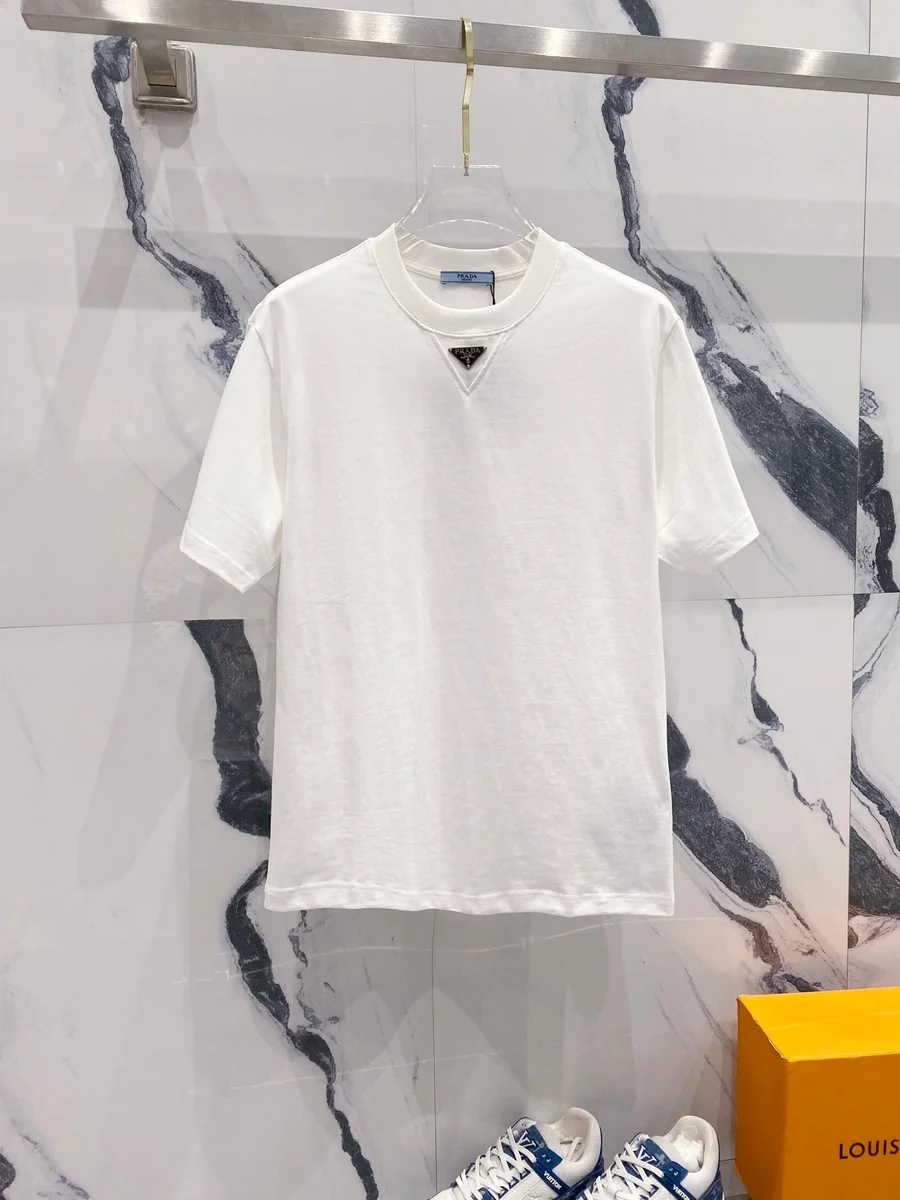 Prada Prada Triangle Logo T-Shirt White White