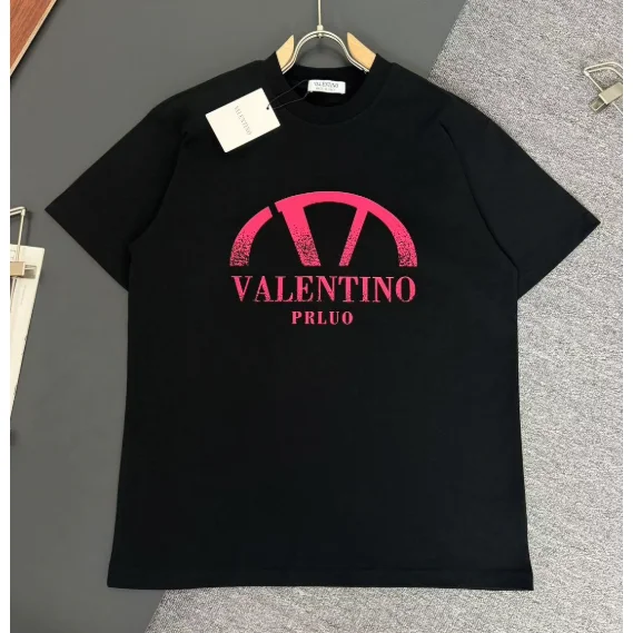 Valentino Valentino PRLUO Black Pink Logo T-Shirt Black - 1