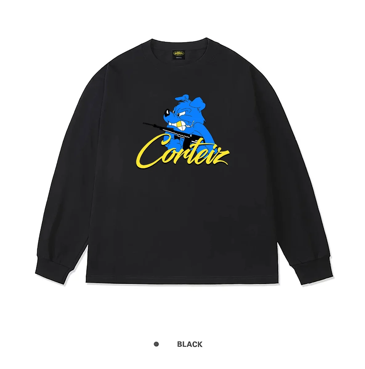 Corteiz Corteiz Dog Print Black Long Sleeve T-Shirt Black - 1