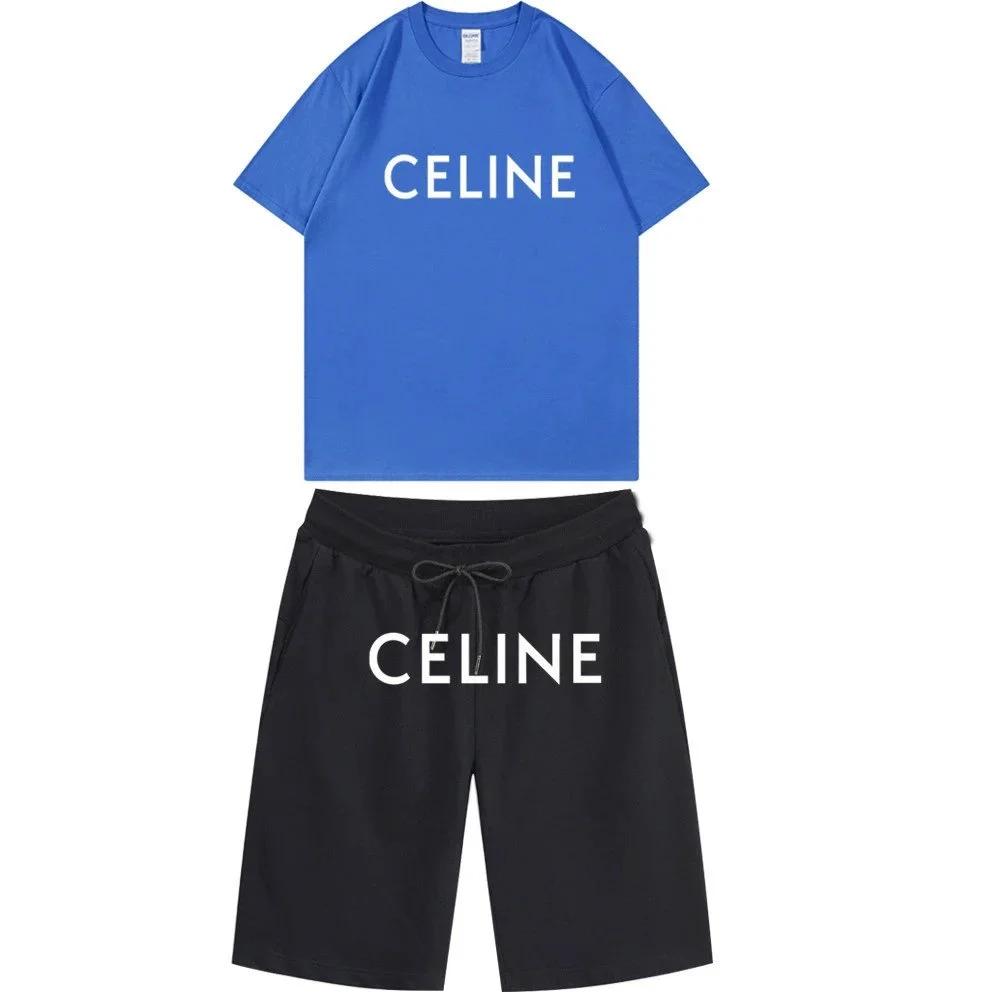 Celine Celine Classic Logo Blue/Black Co-ord Set Blue