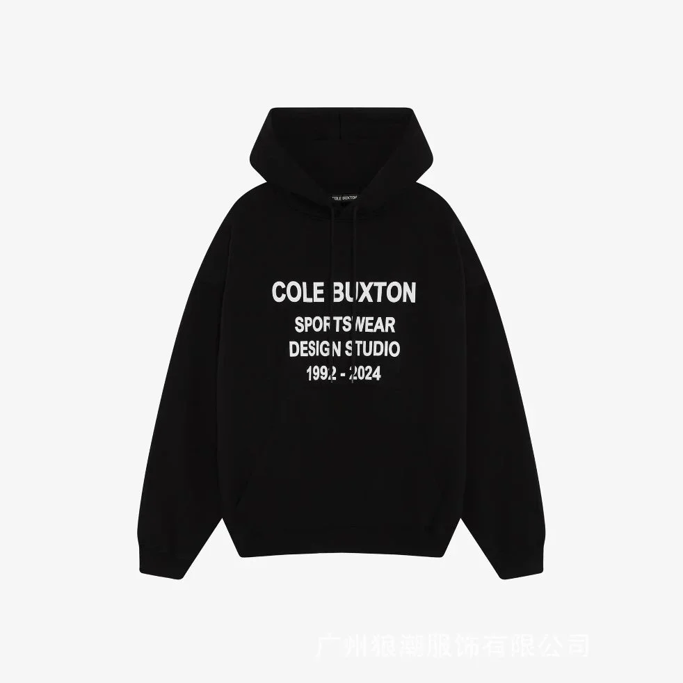 Cole Buxton Cole Buxton Oversized Black Hoodie with Bold Text Print Black - 1