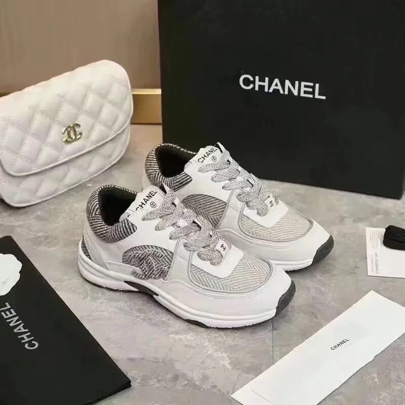Chanel Chanel White/Grey Patterned Sneakers White