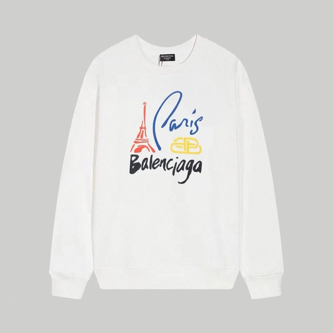 Balenciaga Balenciaga Paris Balenciaga White Crewneck Sweatshirt White - 1