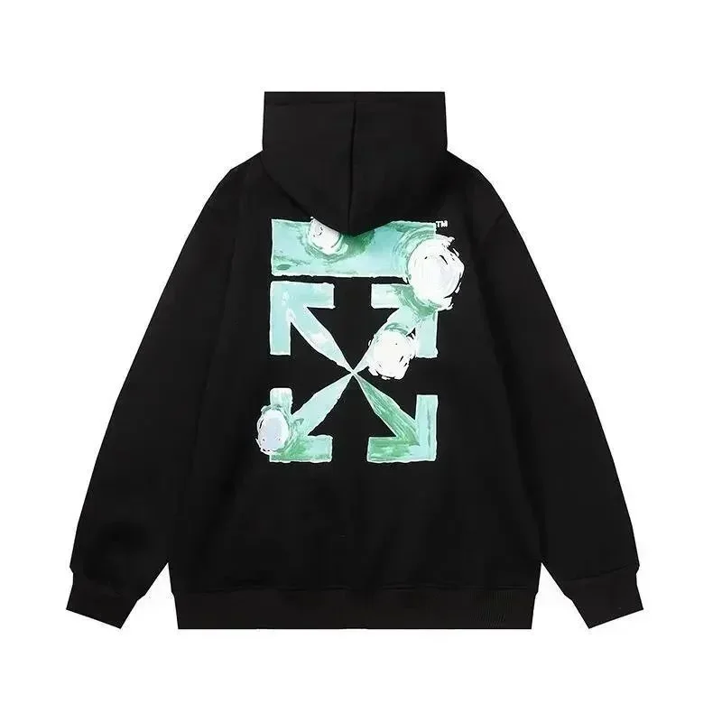 Off-White Off-White Arrow Black Hoodie with Mint Green Print Black - 1