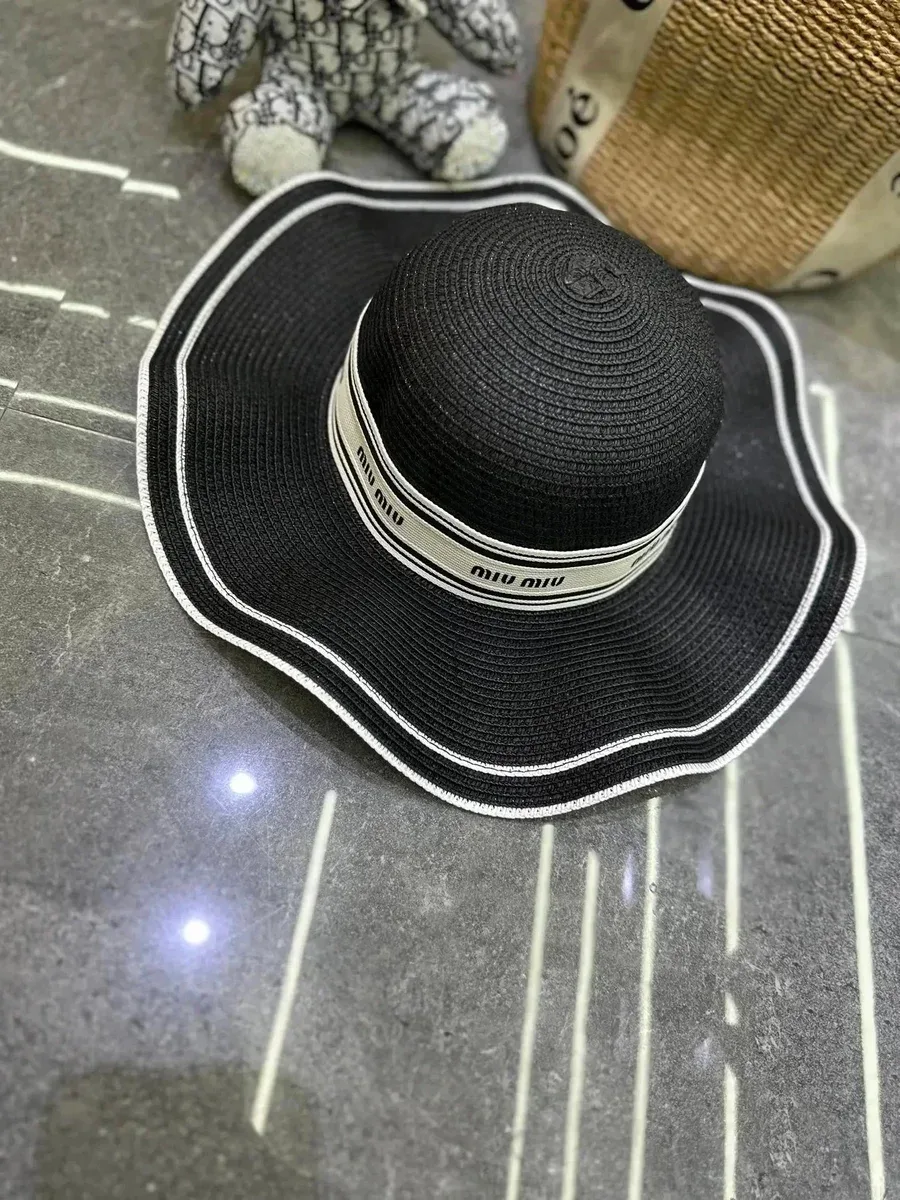 Miu Miu Miu Miu Black/White Wide Brim Hat Black