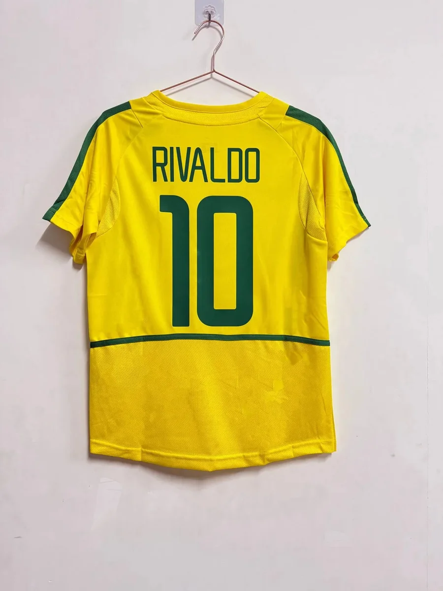 Other Brazil Rivaldo 10 Home Jersey Yellow Green Soccer Shirt Yellow - 1