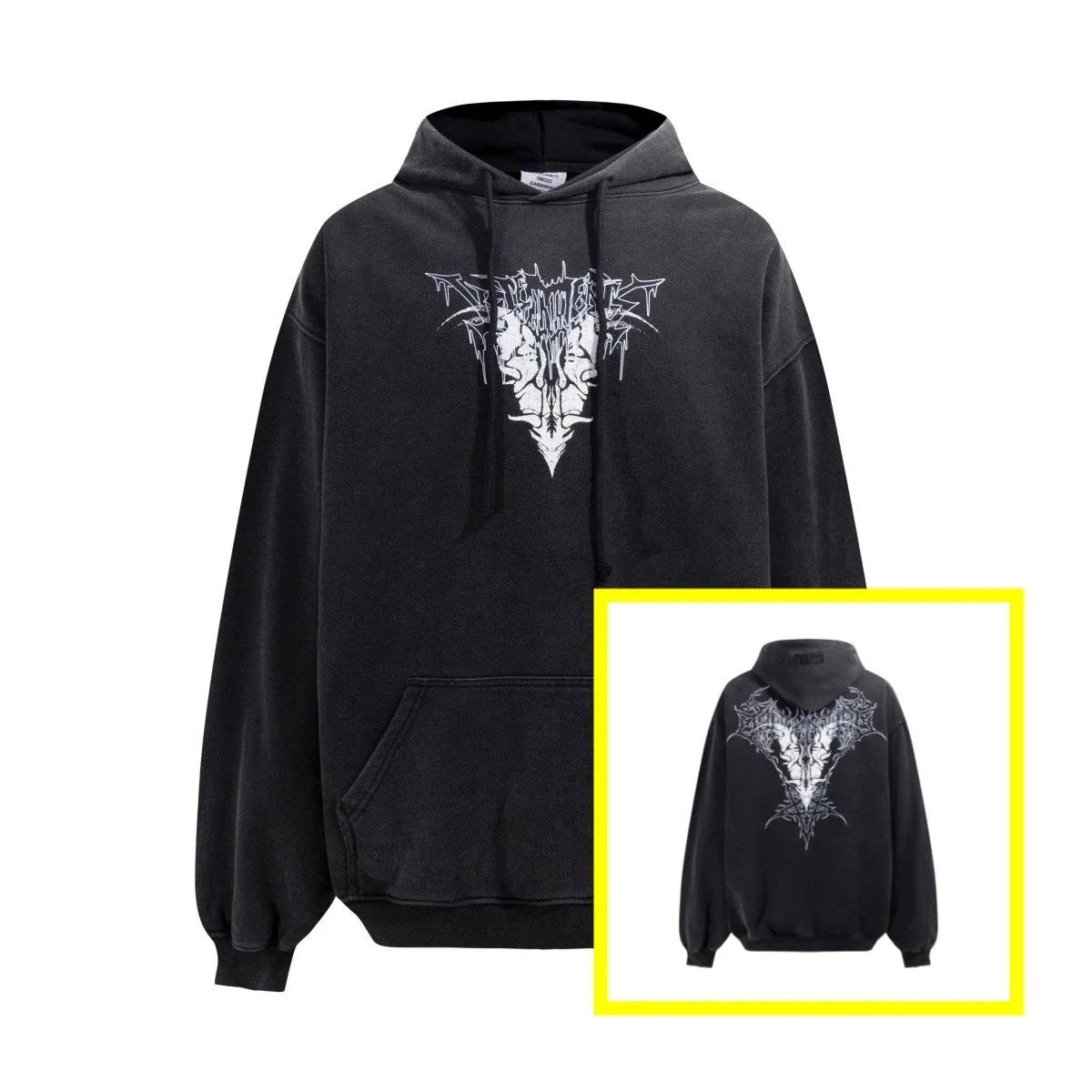Other Black/White Graphic Oversized Hoodie Black - 1