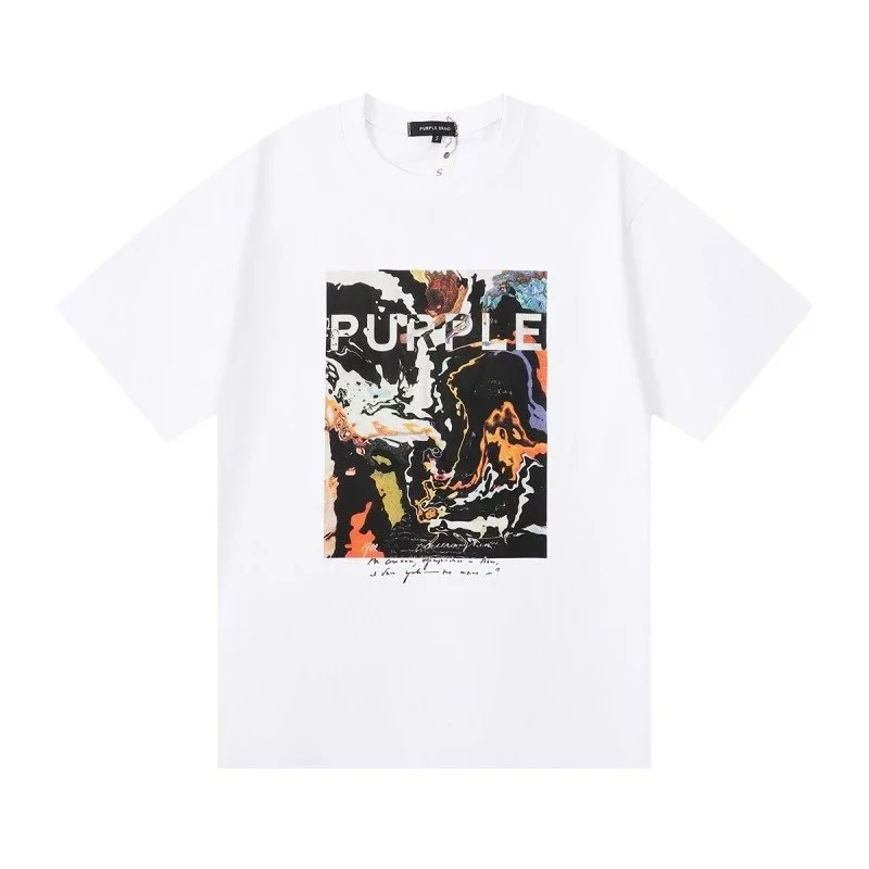 Purple Brand Purple Brand P001 White Abstract Print T-Shirt White - 1