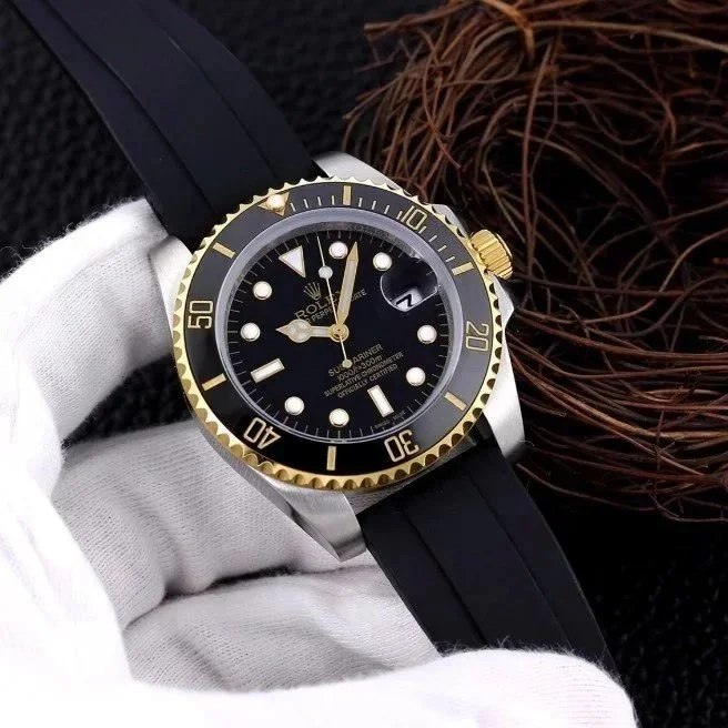 Rolex Rolex Submariner Black Dial Gold Bezel Watch Black - 1