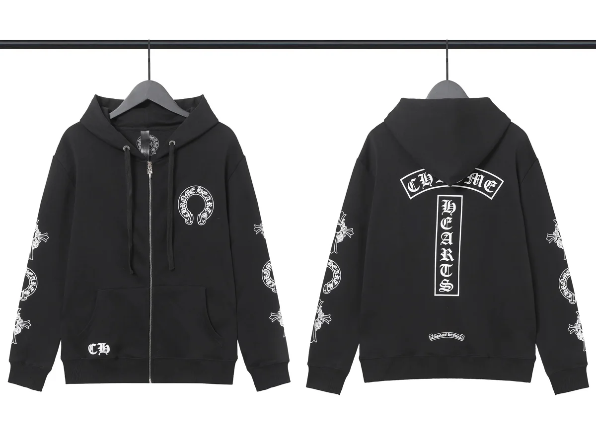 Chrome Hearts Chrome Hearts Zip-Up Hoodie Black CH Hearts Black - 1
