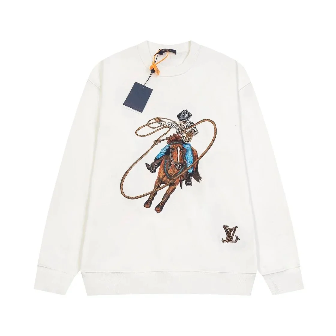 Louis Vuitton Louis Vuitton Monogram Cowboy Embroidery White Sweatshirt White