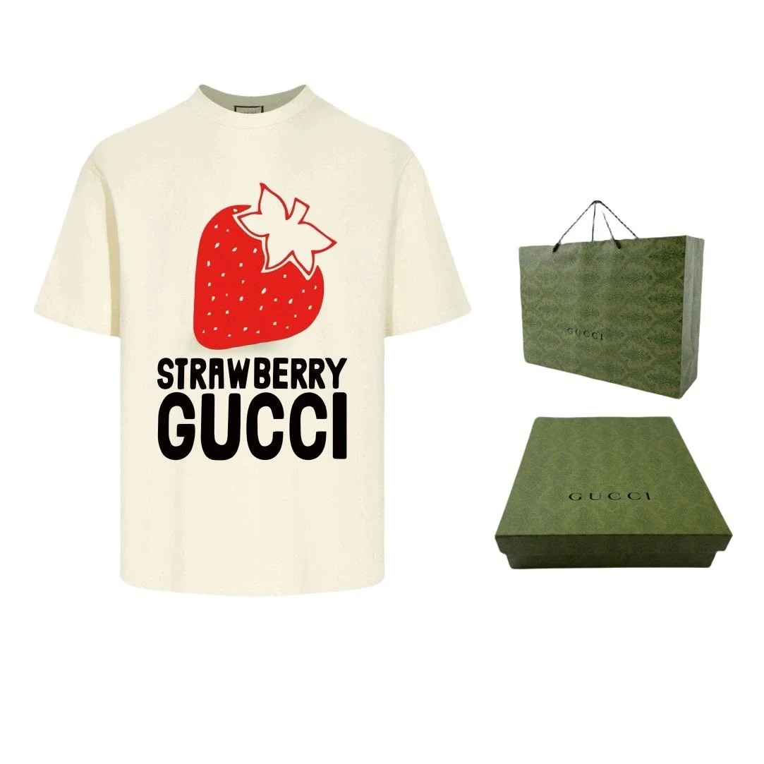 Gucci Gucci Strawberry Gucci Cream T-Shirt Cream - 1