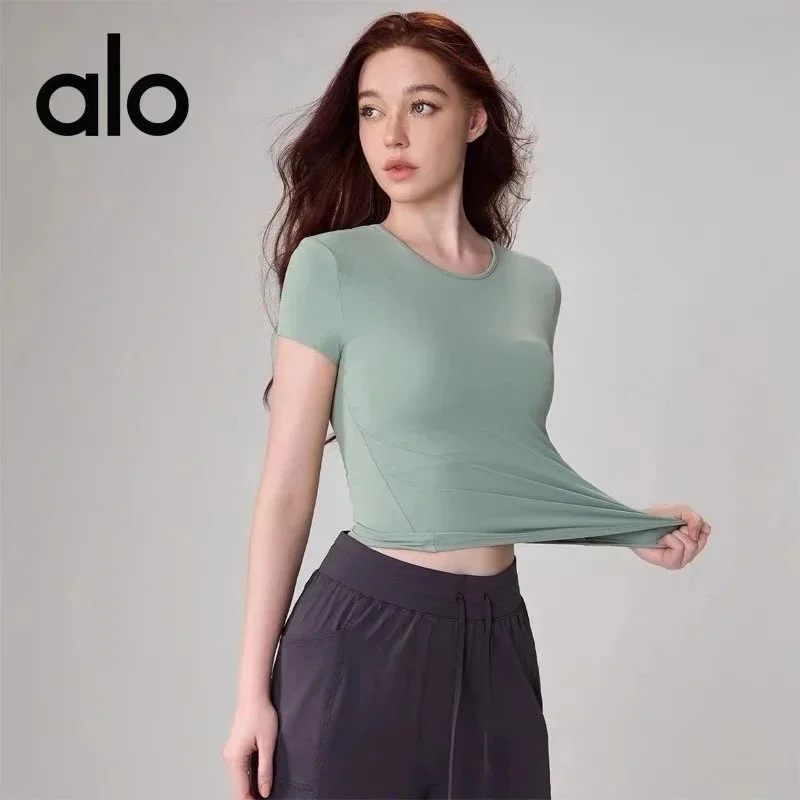 Alo Yoga Alo Grey Mint T-Shirt Women's Tops Grey - 1