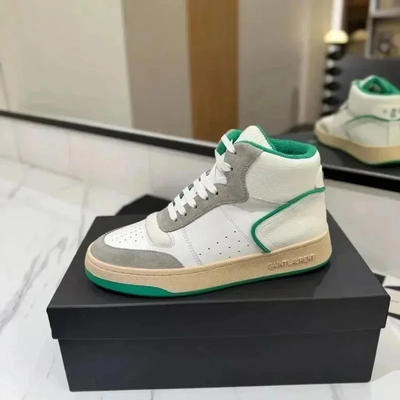 Saint Laurent Saint Laurent White/Grey/Green High-Top Sneakers White