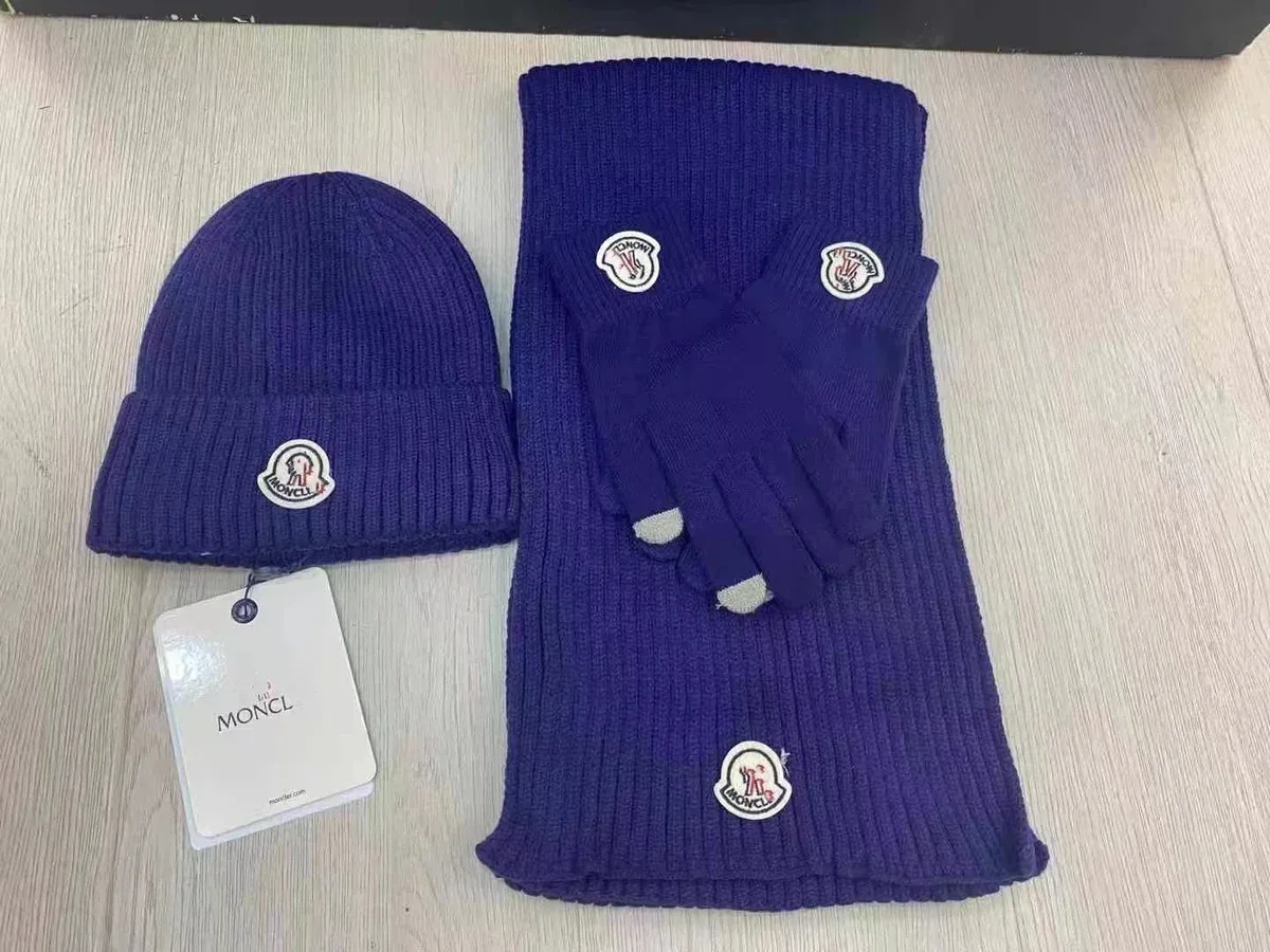 Moncler Moncler Snow Angels Deep Blue Knit Winter Accessories Set Navy