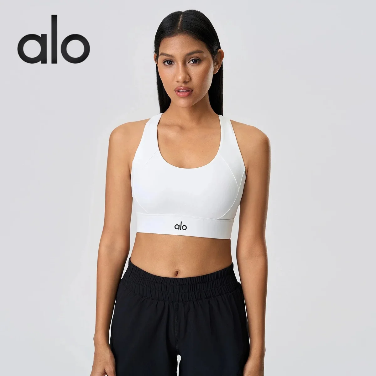 Alo Yoga Alo White Solid Sports Bra White - 1