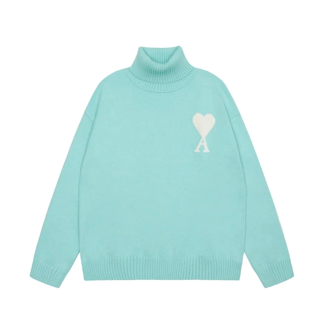 Ami Paris Ami Paris Ami de Coeur Ami-28-09 Mint Blue Turtleneck Sweater Blue - 1