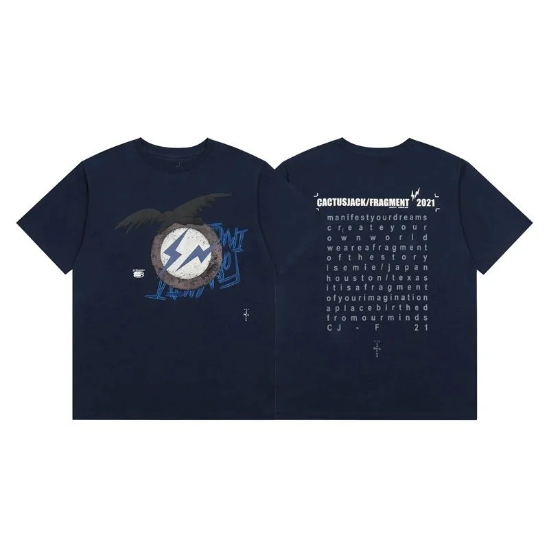 Travis Scott Cactus Jack x Fragment Navy T-Shirt Navy - 1