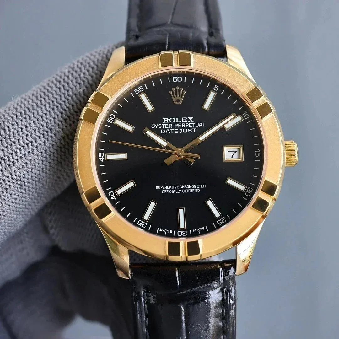 Rolex Rolex Datejust Gold/Black Dial Watch Black