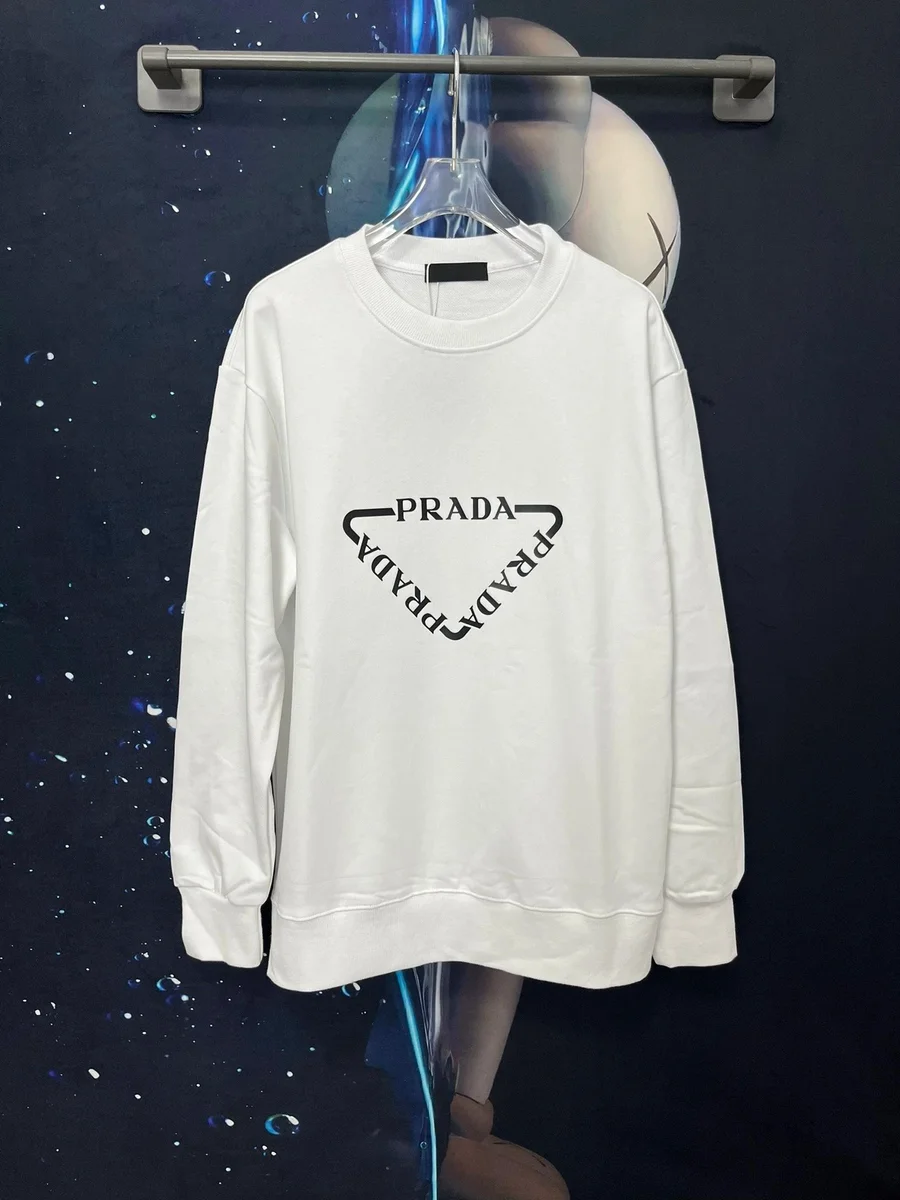 Prada Prada Triangle Logo White Sweatshirt White