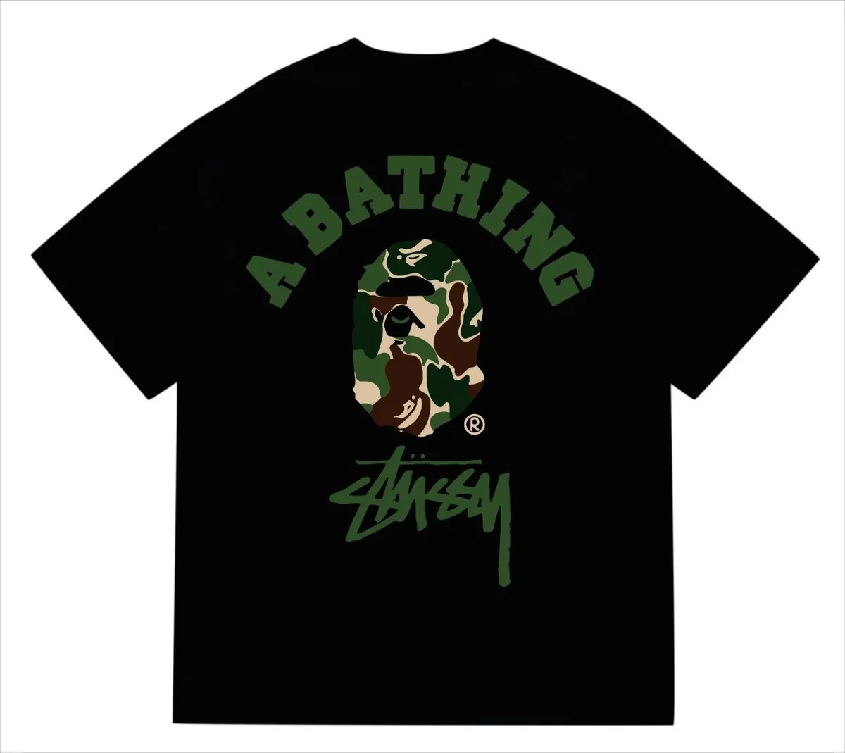 A Bathing Ape A Bathing Ape BAPE STA Camo Stussy Black T-Shirt Black - 1