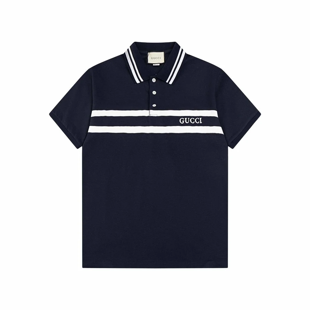 Gucci Gucci Polo Shirt Navy/White Striped Short Sleeve Navy - 1