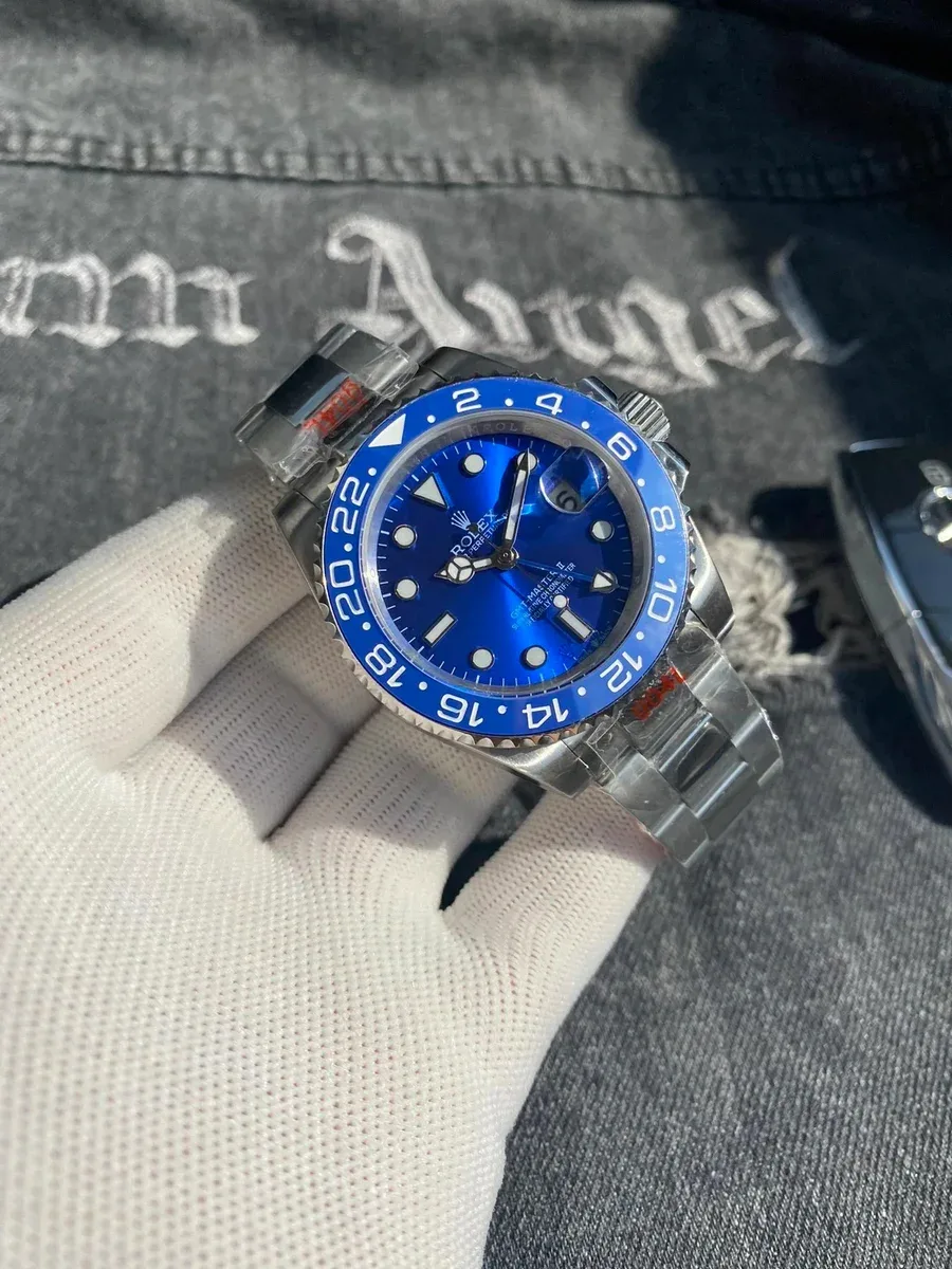 Rolex Rolex GMT-Master II Silver Case Blue Dial Triple Bezel Steel Strap Blue