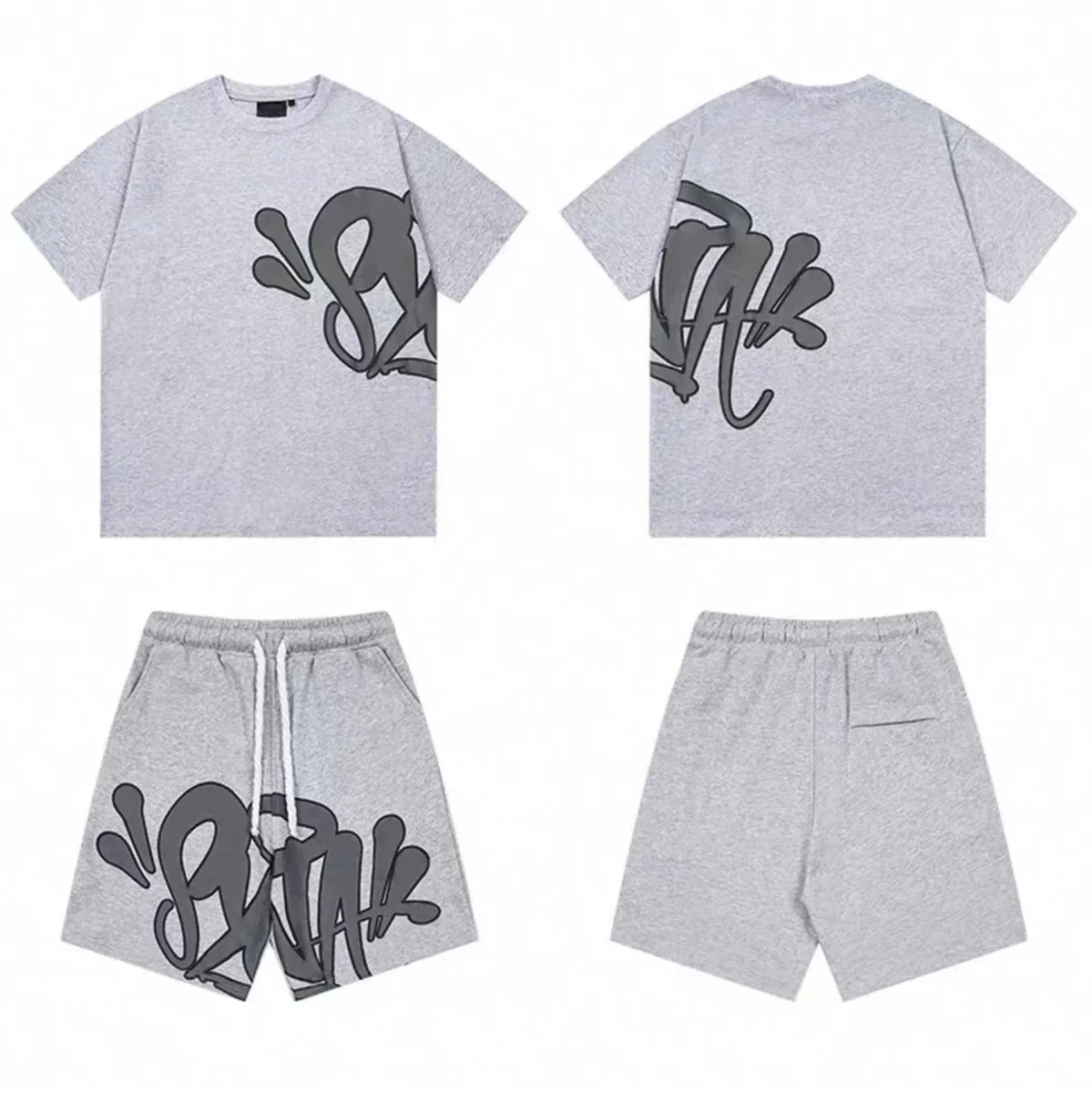 Other Streetwear Set: Grey Graphic T-Shirt & Shorts Grey - 1