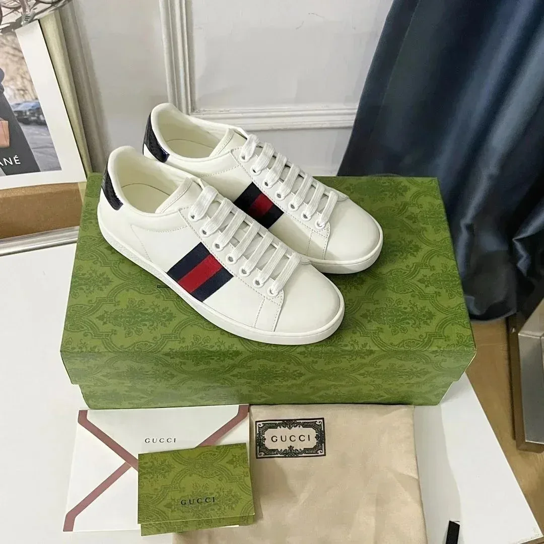 Gucci Gucci Web Stripe White/Red/Blue Leather Sneakers White