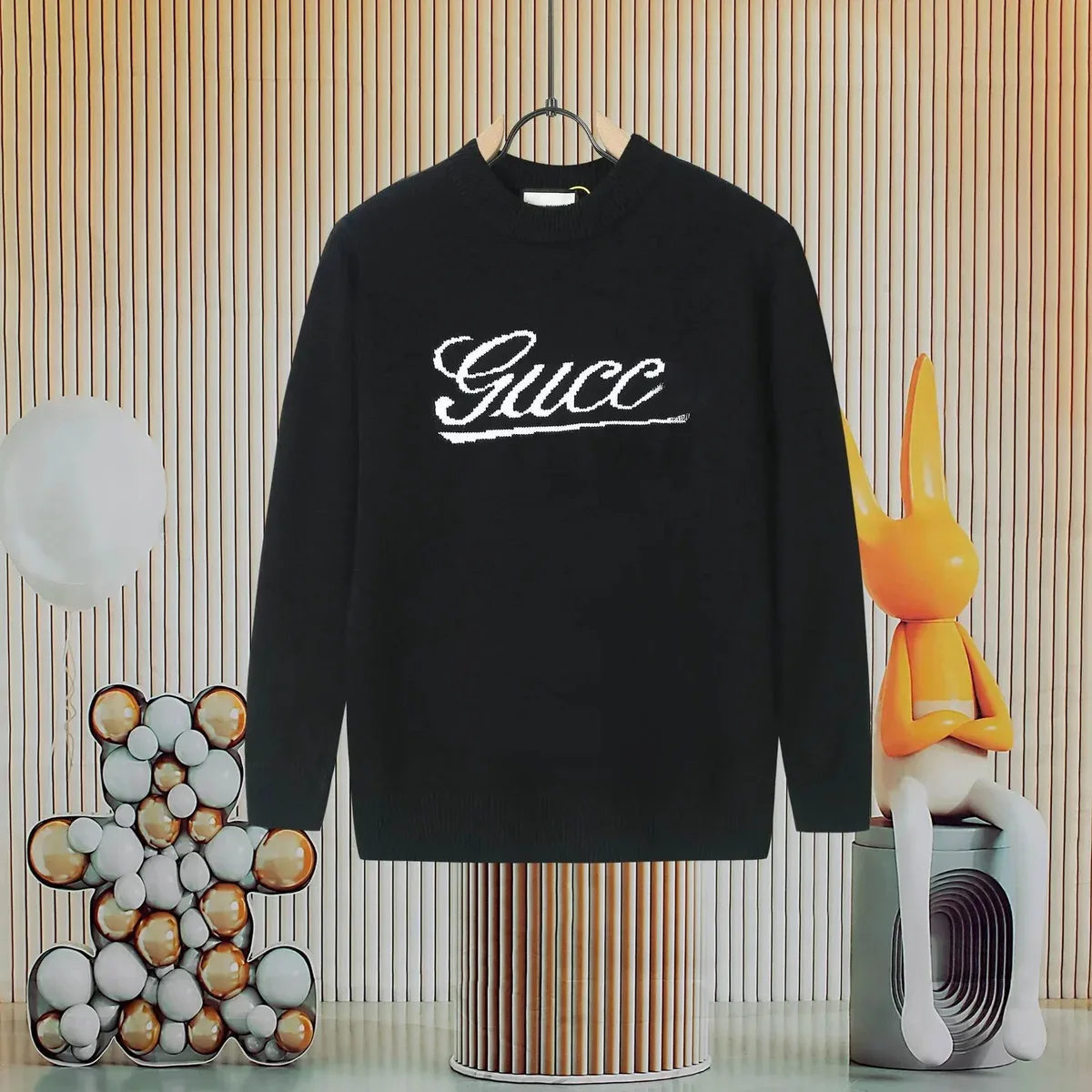 Gucci Gucci Black Jacquard Letter Sweater Black