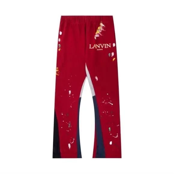 Lanvin Lanvin 25 Red Paint Splatter Trousers Red