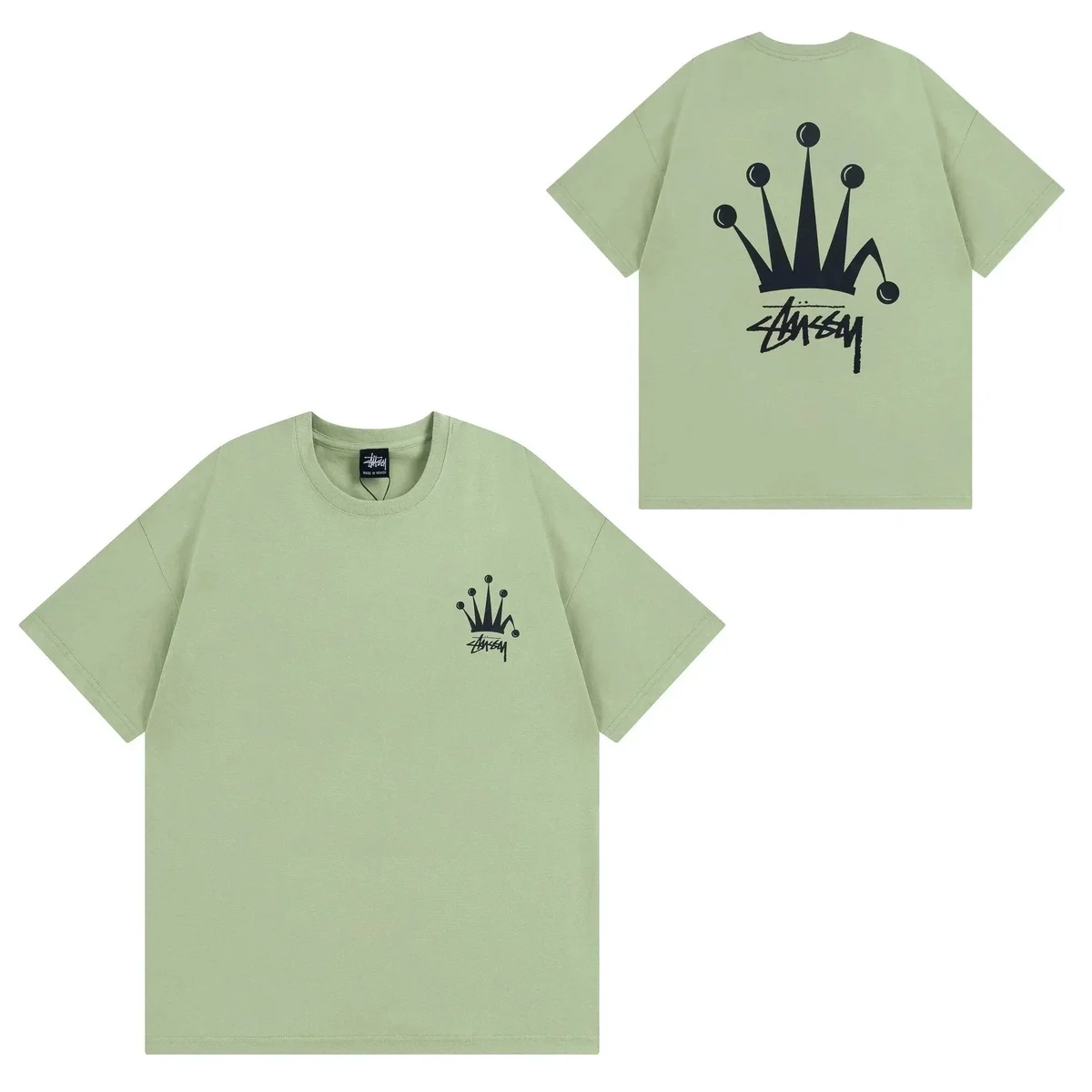 Stussy Stussy STX-028 Crown Print Oversized T-Shirt Green - 1